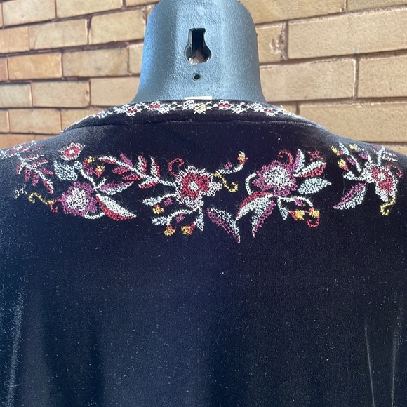 Style & Co Black Velvet Embroidered boho Tunic 2x - Picture 6 of 8